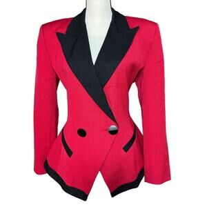 Vintage LILLIE RUBIN Blazer Red/Black Double Breasted Fitted Silhouette Women 12